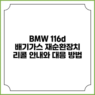 BMW 116d 배기가스 재순환장치 리콜 안내와 대응 방법