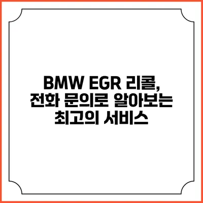 BMW EGR 리콜, 전화 문의로 알아보는 최고의 서비스