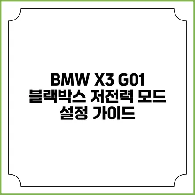 BMW X3 G01 블랙박스 저전력 모드 설정 가이드