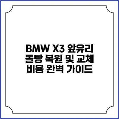 BMW X3 앞유리 돌빵 복원 및 교체 비용 완벽 가이드