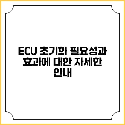 ECU 초기화: 필요성과 효과에 대한 자세한 안내