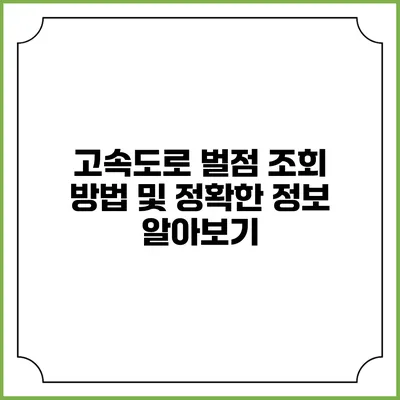고속도로 벌점 조회 방법 및 정확한 정보 알아보기
