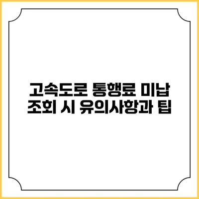 고속도로 통행료 미납 조회 시 유의사항과 팁