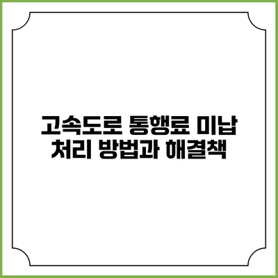 고속도로 통행료 미납 처리 방법과 해결책