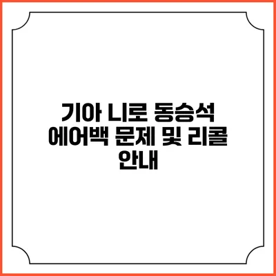 기아 니로 동승석 에어백 문제 및 리콜 안내