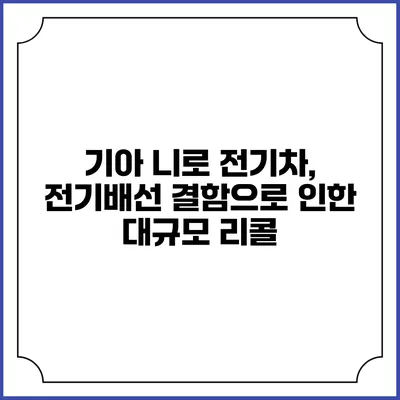 기아 니로 전기차, 전기배선 결함으로 인한 대규모 리콜