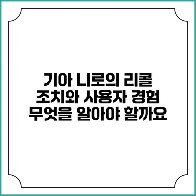 기아 니로의 리콜 조치와 사용자 경험: 무엇을 알아야 할까요?