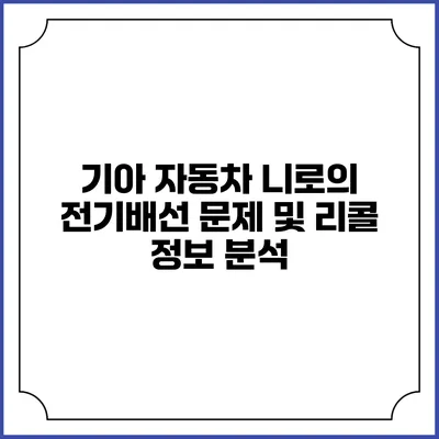 기아 자동차 니로의 전기배선 문제 및 리콜 정보 분석