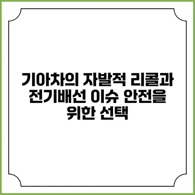 기아차의 자발적 리콜과 전기배선 이슈: 안전을 위한 선택