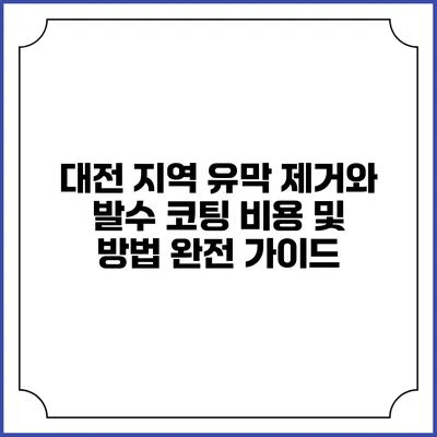 대전 지역 유막 제거와 발수 코팅: 비용 및 방법 완전 가이드