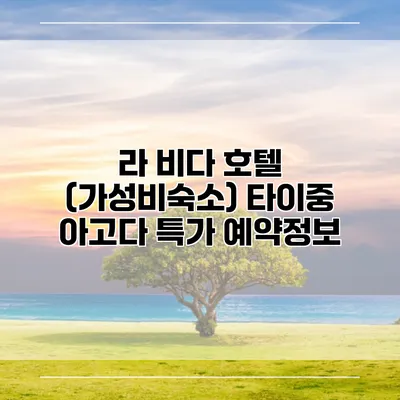 라 비다 호텔 (가성비숙소) 타이중 아고다 특가 예약정보