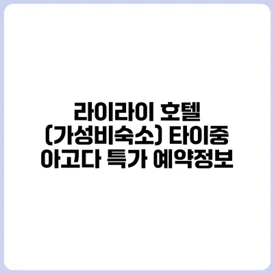 라이라이 호텔 (가성비숙소) 타이중 아고다 특가 예약정보