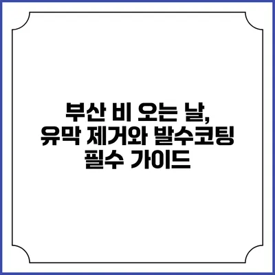 부산 비 오는 날, 유막 제거와 발수코팅 필수 가이드