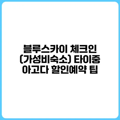 블루스카이 체크인 (가성비숙소) 타이중 아고다 할인예약 팁
