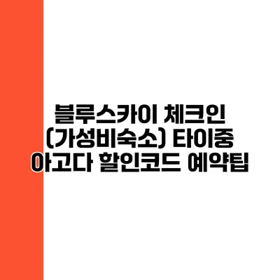 블루스카이 체크인 (가성비숙소) 타이중 아고다 할인코드 예약팁