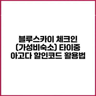 블루스카이 체크인 (가성비숙소) 타이중 아고다 할인코드 활용법