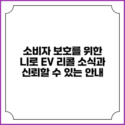 소비자 보호를 위한 니로 EV 리콜 소식과 신뢰할 수 있는 안내