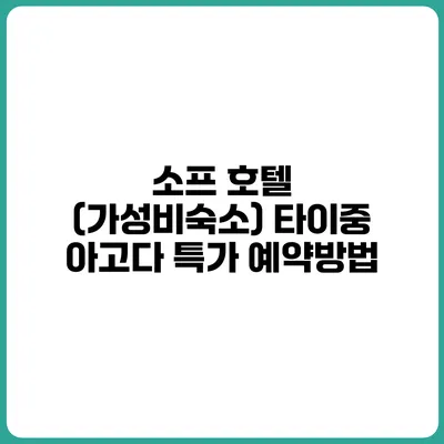 소프 호텔 (가성비숙소) 타이중 아고다 특가 예약방법