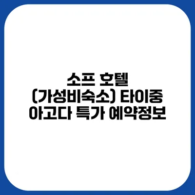 소프 호텔 (가성비숙소) 타이중 아고다 특가 예약정보