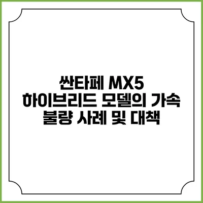싼타페 MX5 하이브리드 모델의 가속 불량 사례 및 대책