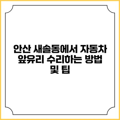 안산 새솔동에서 자동차 앞유리 수리하는 방법 및 팁