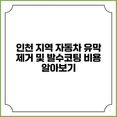 인천 지역 자동차 유막 제거 및 발수코팅 비용 알아보기