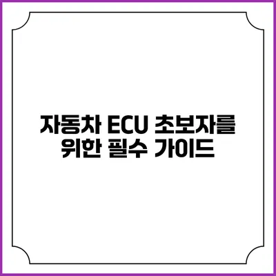 자동차 ECU 초보자를 위한 필수 가이드