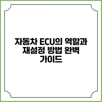 자동차 ECU의 역할과 재설정 방법 완벽 가이드