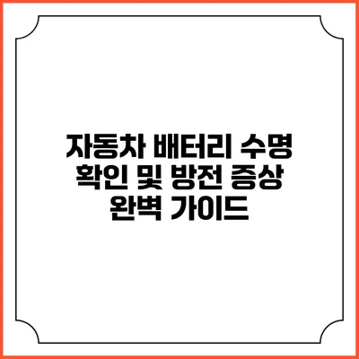 자동차 배터리 수명 확인 및 방전 증상 완벽 가이드