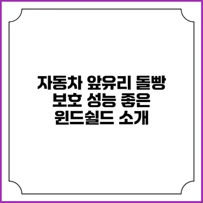 자동차 앞유리 돌빵 보호 성능 좋은 윈드쉴드 소개