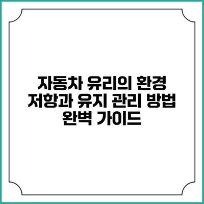 자동차 유리의 환경 저항과 유지 관리 방법 완벽 가이드