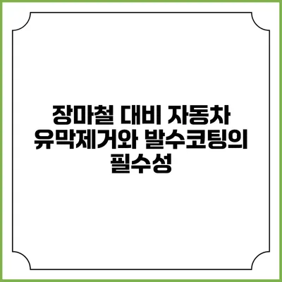 장마철 대비 자동차 유막제거와 발수코팅의 필수성