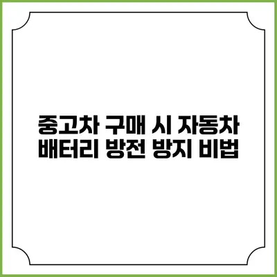 중고차 구매 시 자동차 배터리 방전 방지 비법