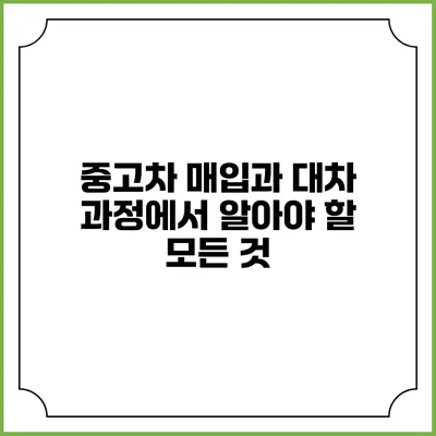 중고차 매입과 대차 과정에서 알아야 할 모든 것