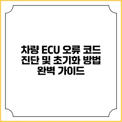 차량 ECU 오류 코드 진단 및 초기화 방법 완벽 가이드