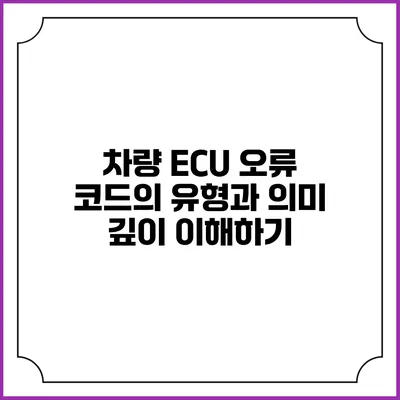 차량 ECU 오류 코드의 유형과 의미 깊이 이해하기
