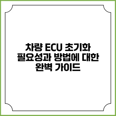 차량 ECU 초기화: 필요성과 방법에 대한 완벽 가이드