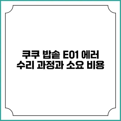 쿠쿠 밥솥 E01 에러 수리 과정과 소요 비용