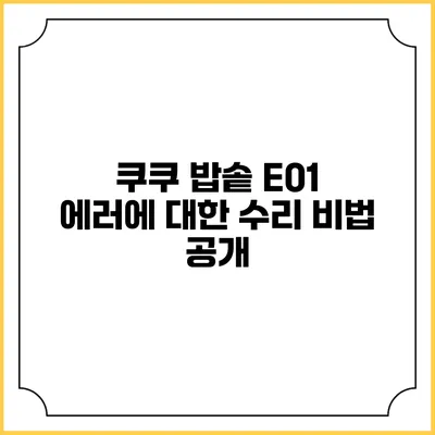 쿠쿠 밥솥 E01 에러에 대한 수리 비법 공개