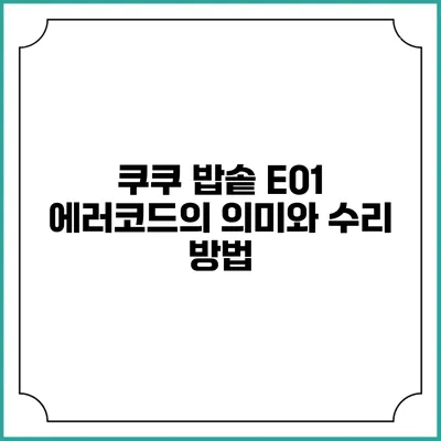 쿠쿠 밥솥 E01 에러코드의 의미와 수리 방법