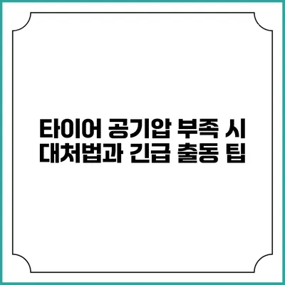 타이어 공기압 부족 시 대처법과 긴급 출동 팁