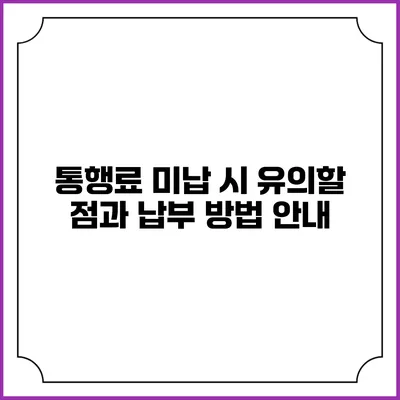 통행료 미납 시 유의할 점과 납부 방법 안내