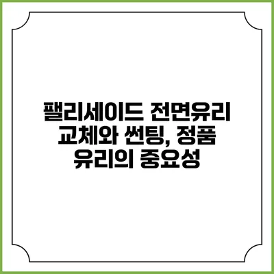 팰리세이드 전면유리 교체와 썬팅, 정품 유리의 중요성