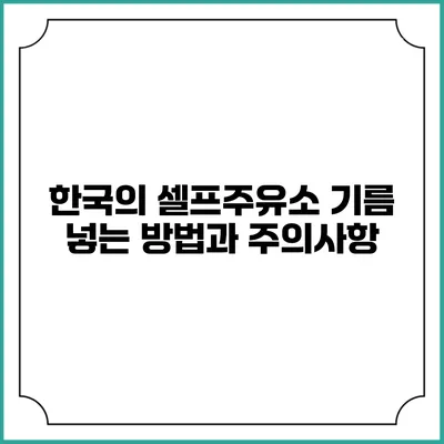 한국의 셀프주유소 기름 넣는 방법과 주의사항