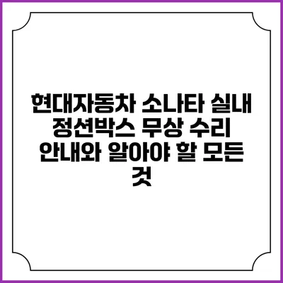 현대자동차 소나타 실내 정션박스 무상 수리 안내와 알아야 할 모든 것