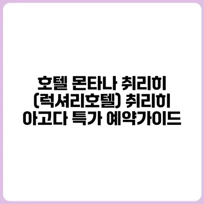 호텔 몬타나 취리히 (럭셔리호텔) 취리히 아고다 특가 예약가이드
