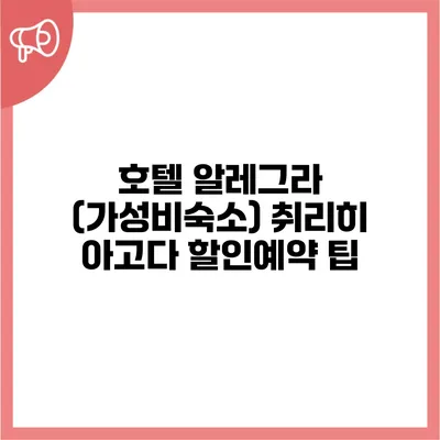 호텔 알레그라 (가성비숙소) 취리히 아고다 할인예약 팁