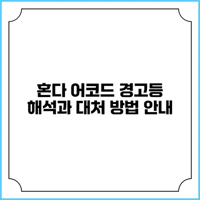 혼다 어코드 경고등 해석과 대처 방법 안내